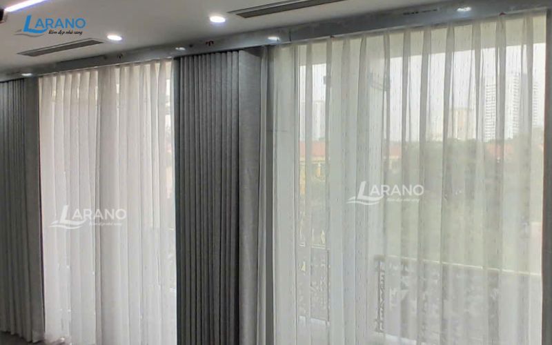 Hình ảnh rèm vải 2 lớp tự động tại công trình Vân Điển