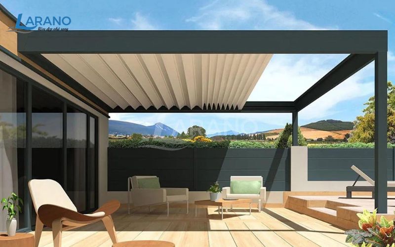 Hình ảnh mái nhôm xếp trượt tự động 