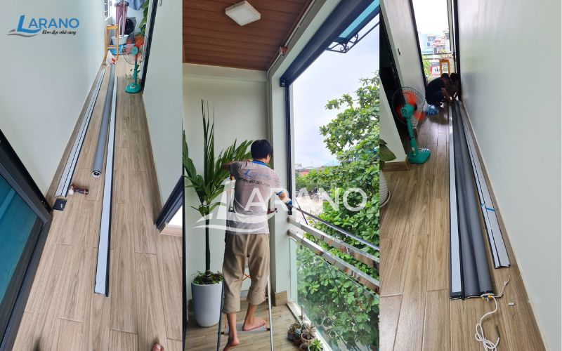 Hình ảnh lắp đặt rèm zipper tự động tại ban công nhà phố