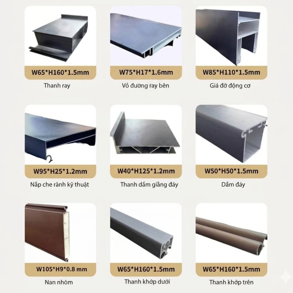Hình ảnh khung nhôm chịu lực của mái nhôm xếp tự động 