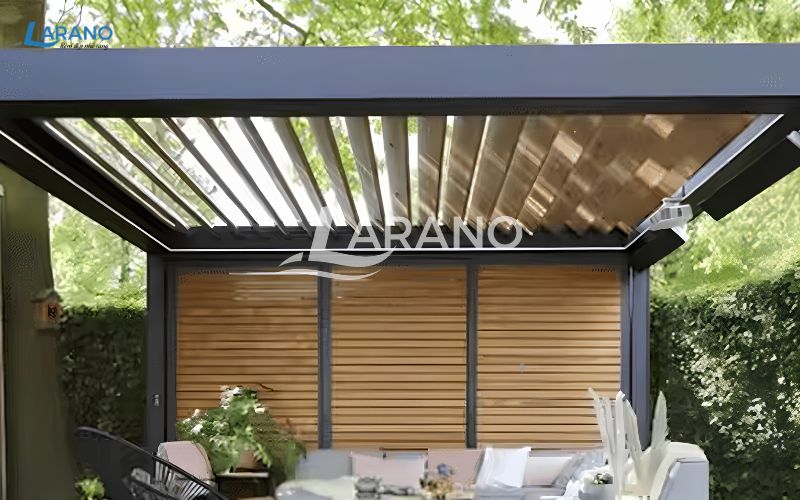 Mái nhôm xếp lật tự động