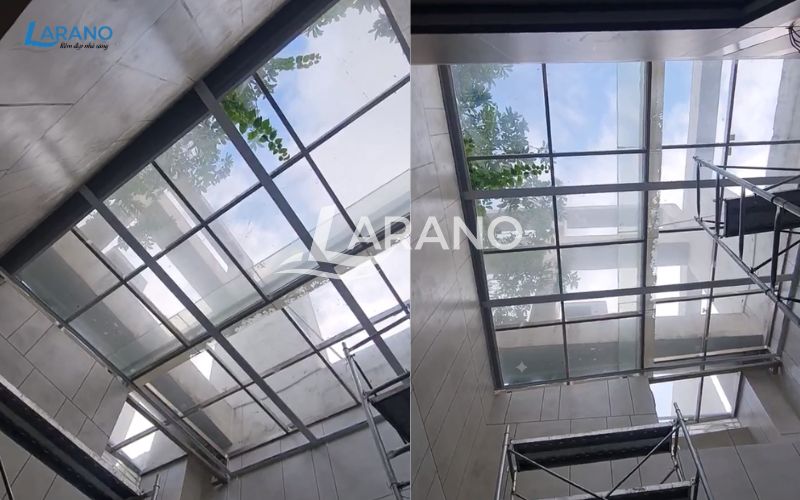 Giếng trời thang máy tại chung cư The Pride