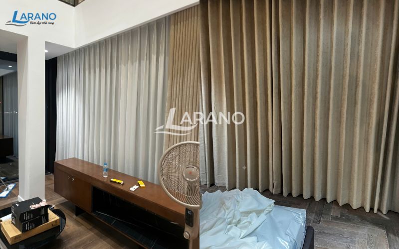 Hoàn thiện 7 bộ rèm vải tự động hai lớp cho biệt thự tại Hồ Tây