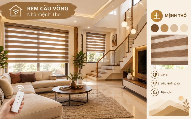 Rèm cầu vồng cho gia chủ mệnh thổ