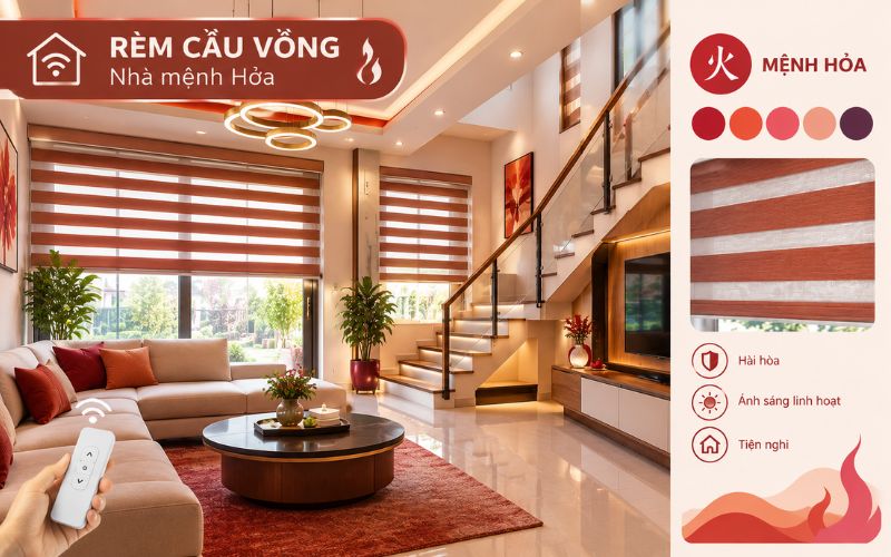 Rèm cầu vồng cho gia chủ mệnh hoả 