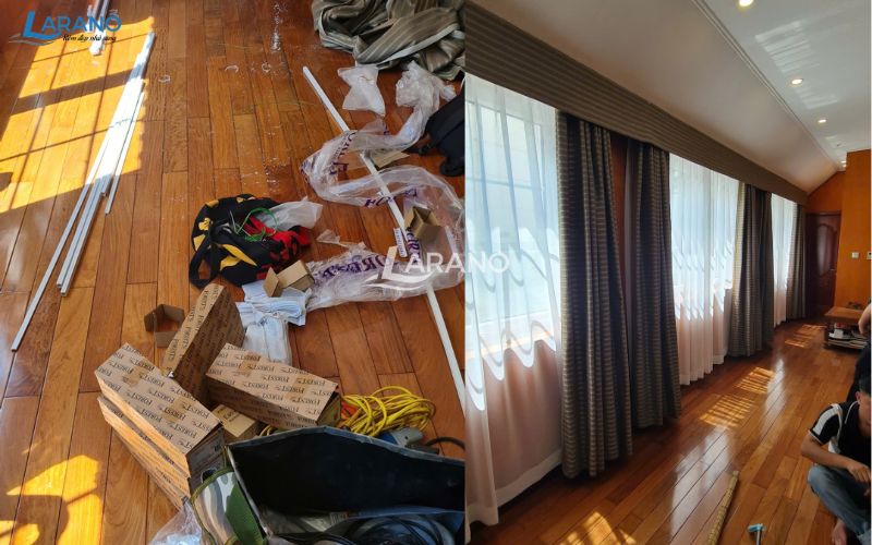 Hoàn thiện lắp đặt: rèm vải động cơ cho căn biệt thự hai bà trưng